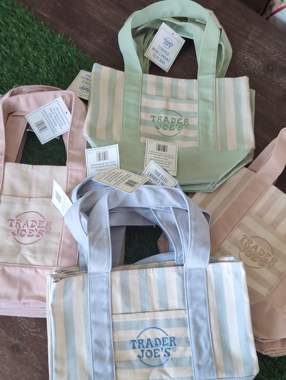 Pastel Stripe Canvas Tote - Light Blue